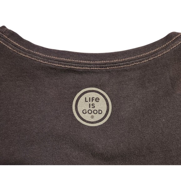 Life Is Good Crusher Tee Shirt Short Sleeve Black HAPPY CAMPER Dog Womens Size M - Picture 5 of 6